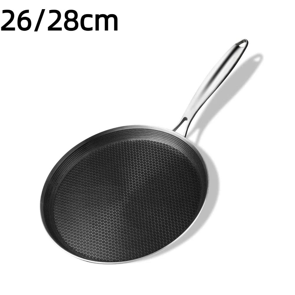 26/28cm Crepe Pan Non-Stick Pancake Egg Pan Thickened Frying Pan Pizza Tray  All Stoves