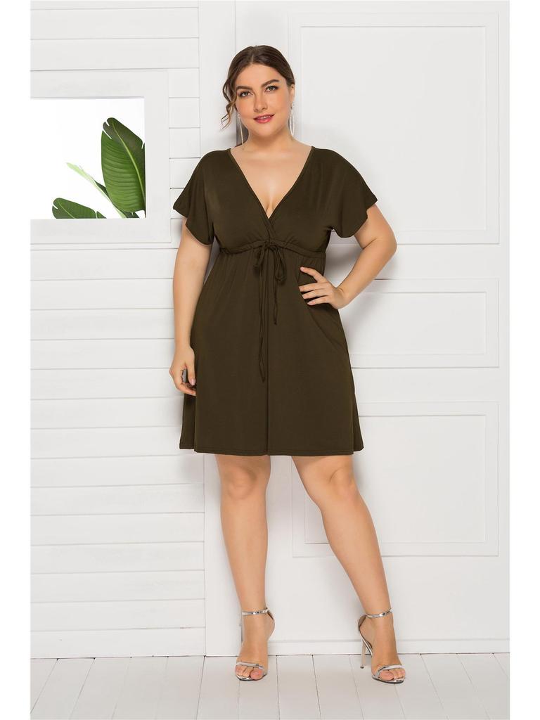 Европейское сексуальное платье без рукавов с V-образным вырезом, эластичной талией, больших размеров