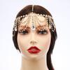 Exaggerated Full Diamond Fringed Water Drop Hair Accessories, Bridal Shape Forehead Chain Headgear Headband Headband