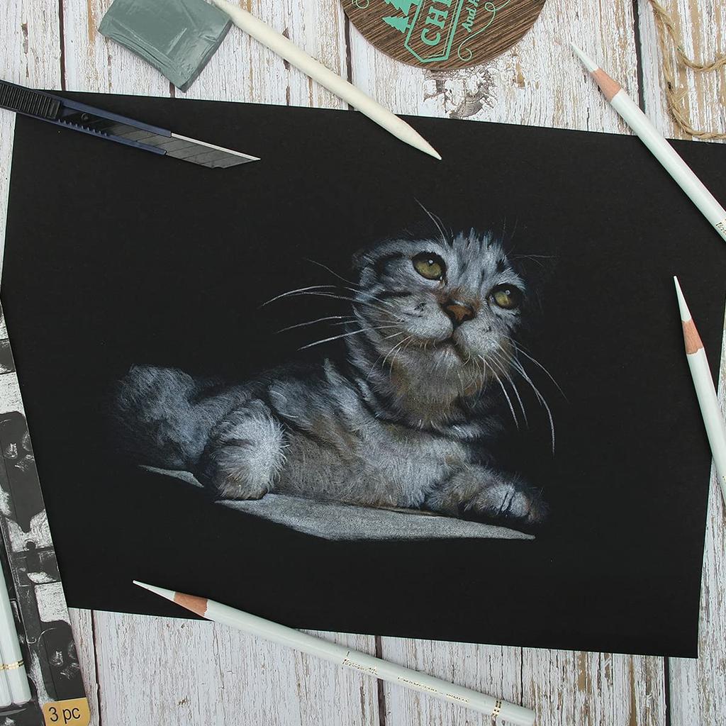 Набор белых угольных карандашей Brusarth Professional Набор из 3 белых карандашей для набросков и выделения - Рисование, Эскизирование, Штриховка, Растушевка,