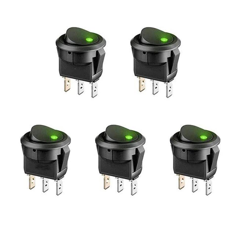 4/5/8/12 шт. Тумблер-качалка 3 контакта 12 В 20 А с проводкой Круглый светодиодный индикатор Включение/Выключение Питания Переключатель SPST для автомобиля, грузовика, транспортного средства