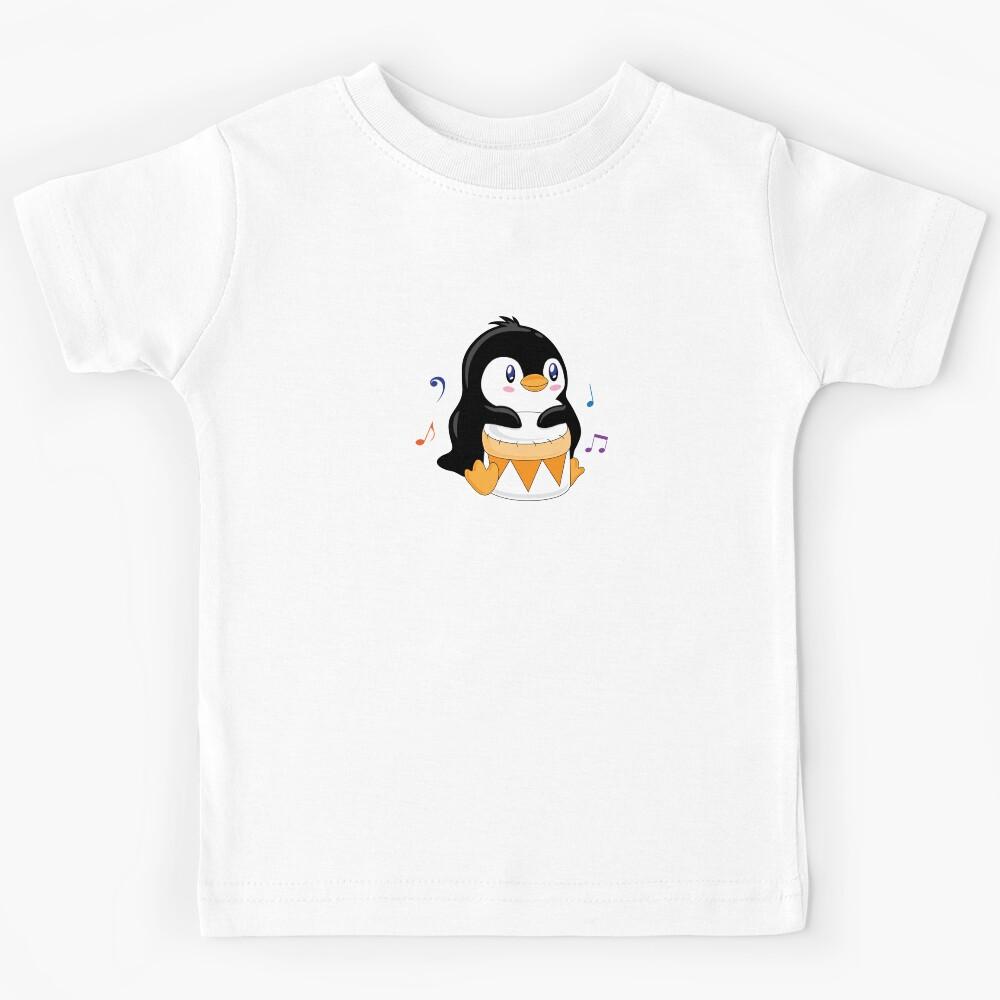 Cute Penguin Playing Drum Kids T-Shirt