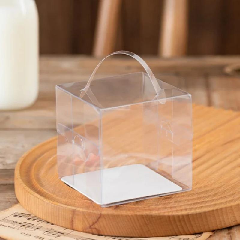 10 комплектов, прозрачная маленькая коробка для торта, 4 дюйма, 5 дюймов, квадратные портативные коробки для десертов, герметичная и видимая переносная упаковка для торта на день рождения