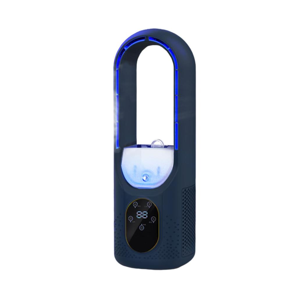 Bladeless Desk Fan, 2 In 1 Water Misting Fan Small Bladeless Fan With 6 Speed And Timer, USB Rechargeable Quiet Table Fan With And Color LED Light