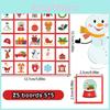 Bingo Theme Christmas Game Santa Snowman Paper Cards Set Family Holiday Play Fun