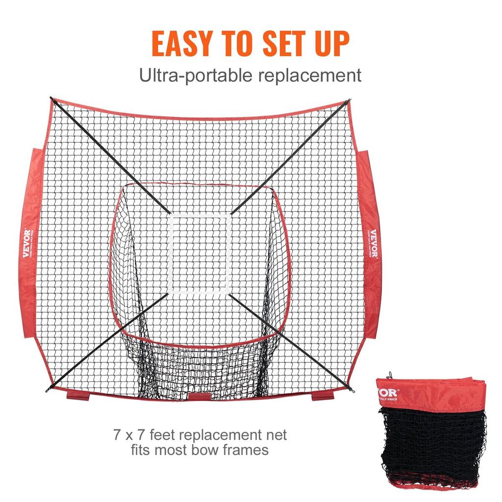 7x7 ft Baseball Softball Practice Net, Portable Baseball Training Net for Hitting Batting Catching Pitching, Backstop Baseball Equipment Training Aids