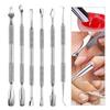 European-American Russian-Style Nail Technician Dual-End Cuticle Pusher and Groove Cleaner - Silver
