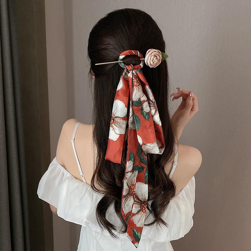 Fashion Headbands Hair Ribbon Scarfs Women Skinny Hairband Hair Accessories Girl Print Cute Hairpin Chinese Hair Sticks Headwear