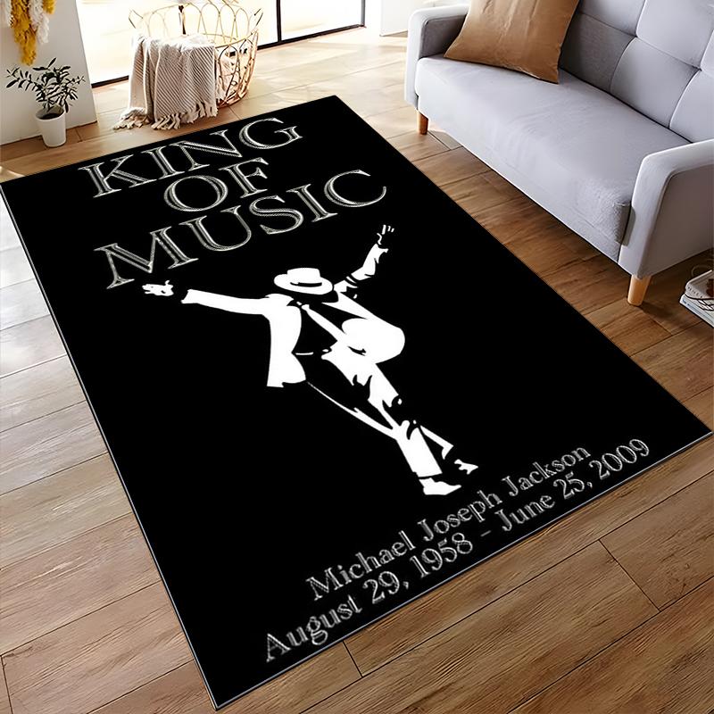"King of Music Black and White Art Rug" Non-slip rug suitable for living room and bedroom sofas sofas.