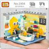 LOZ 1904 City Architecture House Corner Shower Room Duck Animal Flower DIY Mini Blocks Bricks Building Toy No Box