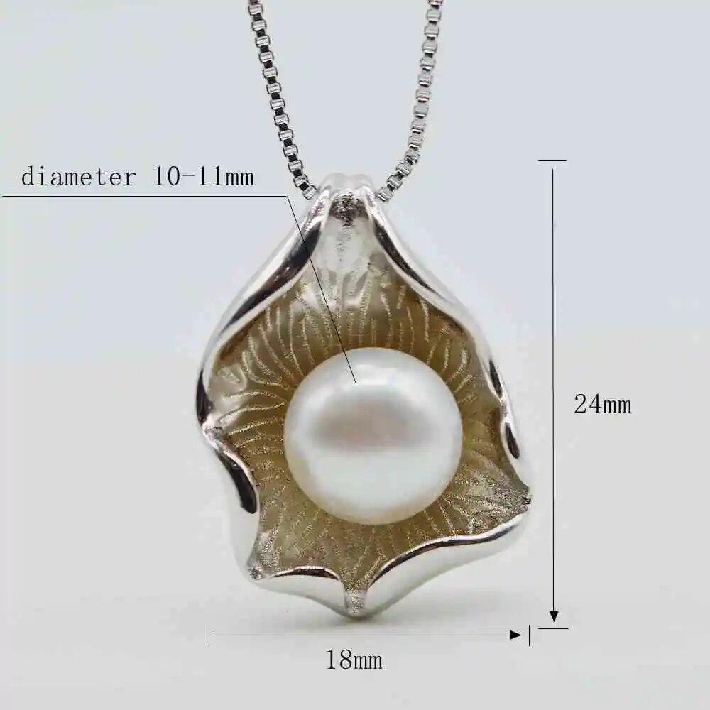 Ожерелье с подвеской из ракушки и жемчуга, натуральный пресноводный жемчуг, серебряный кулон в форме ракушки, разноцветное жемчужное серебряное ожерелье для девочек