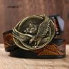 Gfohuo New Fashion Casual Men 'S Leather Belts Male Top Quality Eagle Totem Copper Smooth Buckle Retro Belt For Men 'S Jeans