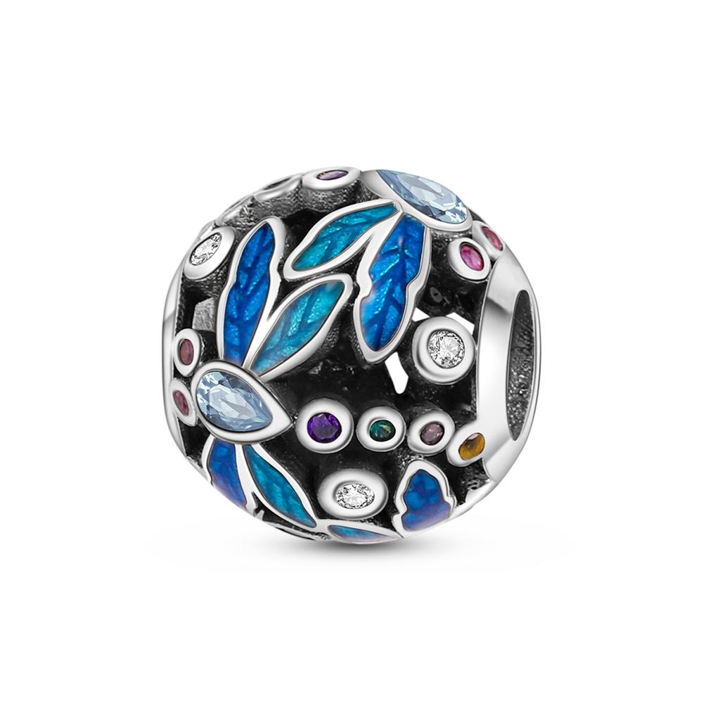 Color Enamel Hummingbird Flamingo Bird Butterfly Flower Beads Charm Fit Bracelet Necklace Copper Plated Women Jewelry Making