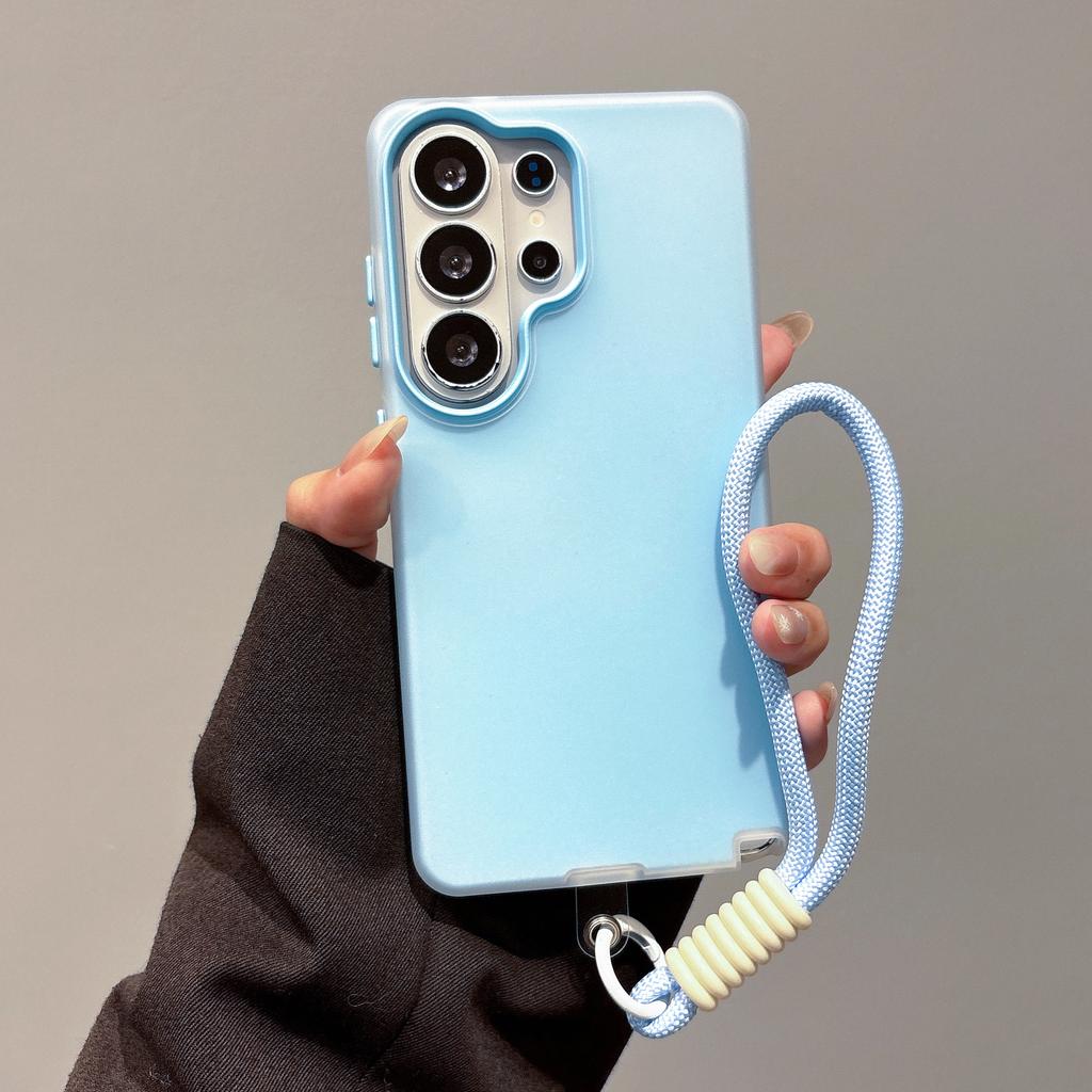 Матовый чехол-ремешок для запястья в конфетных цветах для Samsung Galaxy S2 S26 Ultra S24 Plus S23 FE S22 A6 A A7 Чехол-ремешок 2 в 1