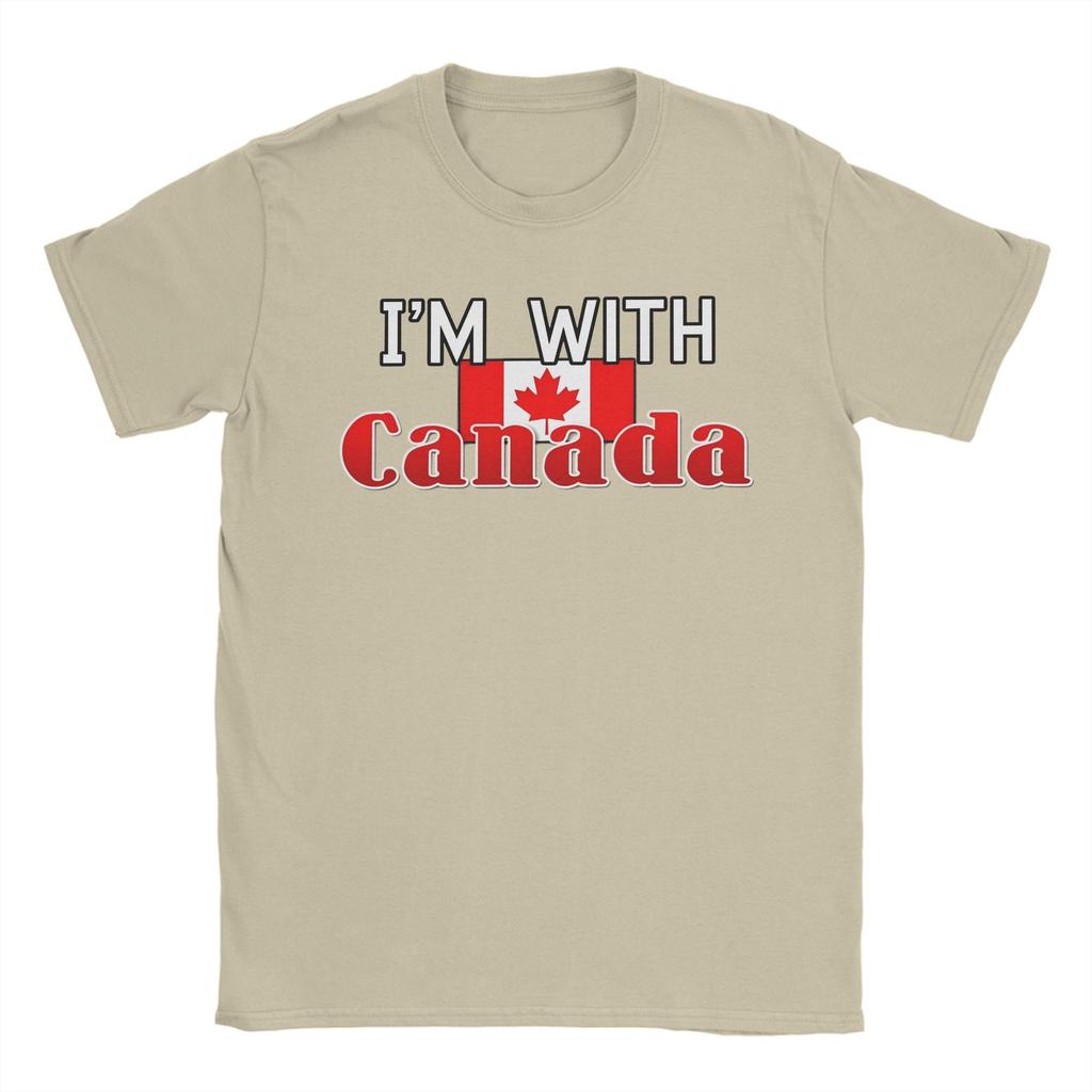 Модная футболка I'm With Canada для мужчин, хлопок, короткий рукав, круглый вырез, летняя одежда