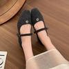 Fashion Temperament Retro Light Mouth Thick Heel Single Shoes Women's 2025 New Spring and Autumn Skirt French Square Head Mary Jane Shoes