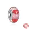 New S925 Sterling Silver Plated Pink Red Green Blue Murano Glass Bead Charm Fit Original  Bracelet DIY Jewelry For Girl