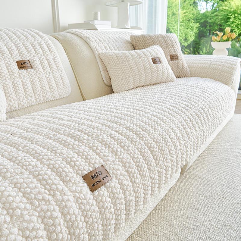 Soft Flannel Cotton Non Slip Wear Resistant All Season Simple Sofa Cover Premium Couch Seat Mat Living Room Home Furniture Decor