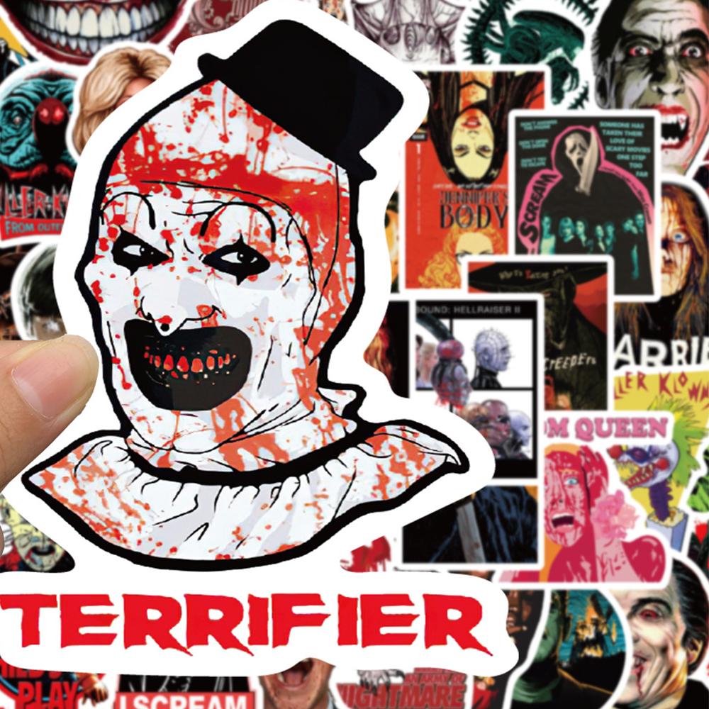100 шт. наклейки с персонажами фильмов ужасов для бампера ноутбука, скейтборда, телефона, автомобиля