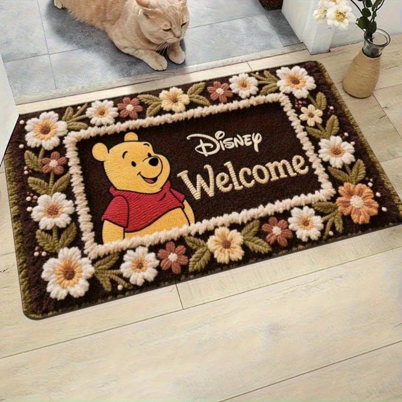 MINISO Welcome Mat Doormat Featuring Winnie Cartoon Living Room Bedroom Bathroom Ideal for Party Decorations and Gifts Doormat
