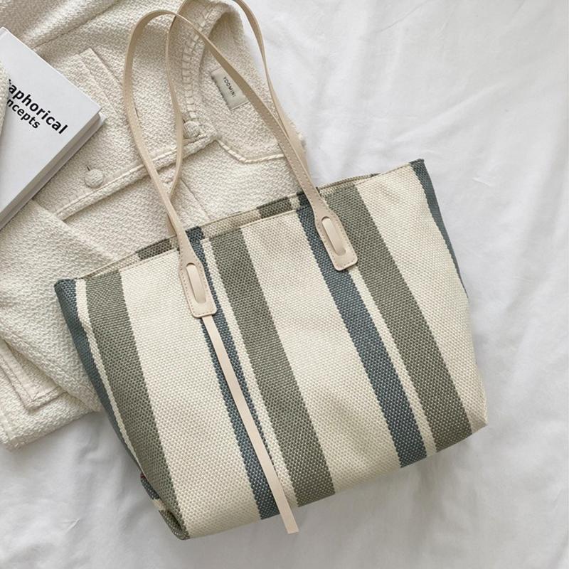 Сумка на плечо большой емкости для женщин, модная сумка в полоску, сумка для покупок, женская повседневная сумка-тоут