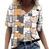 2024 New Women's Short-Sleeved T-Shirt V-Neck Printed Kitten Pattern Oversized Women's Blouse Y2K Style Summer Casual Breathable