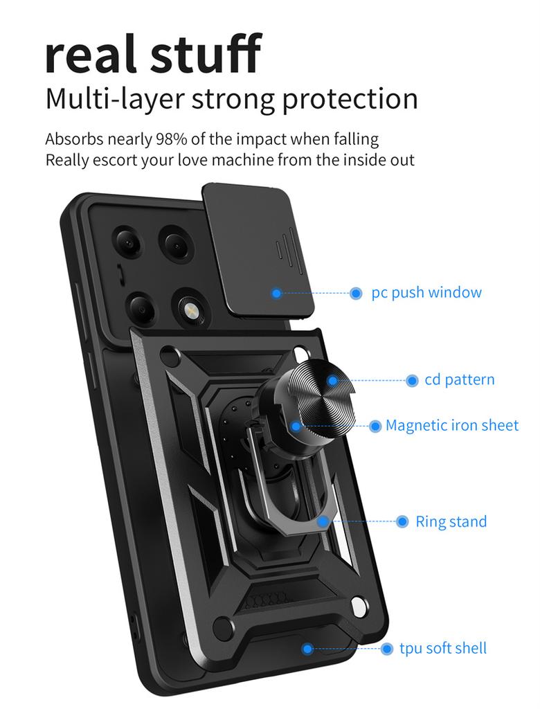 For Redmi Note 13 Pro 4G Case Shockproof Armor Phone Cases For Xiaomi Redmi Note 13 Note13 Pro 4G Magnet Ring Holder Back Cover
