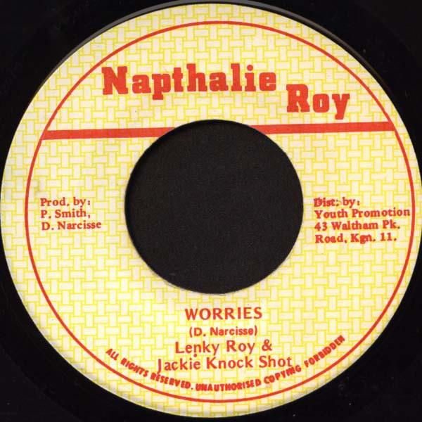 7-дюймовая пластинка LENKY ROY JACKIE KNOCK SHOT Worries NONE Napthalie Roy 1987 Ямайка Регги Ска Даб Б/у
