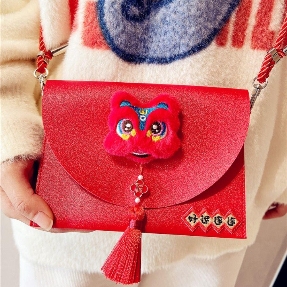 Chinese Plush Koi Lucky Money Packet Tassel Lion Dance New Year Money Envelope  Party Gifts