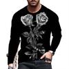 Floral Vintage Pattern 3D Print Summer Men's O-Neck T-shirt Casual Long Sleeve Oversized T Shirt Fashion Pullover Men Clothing