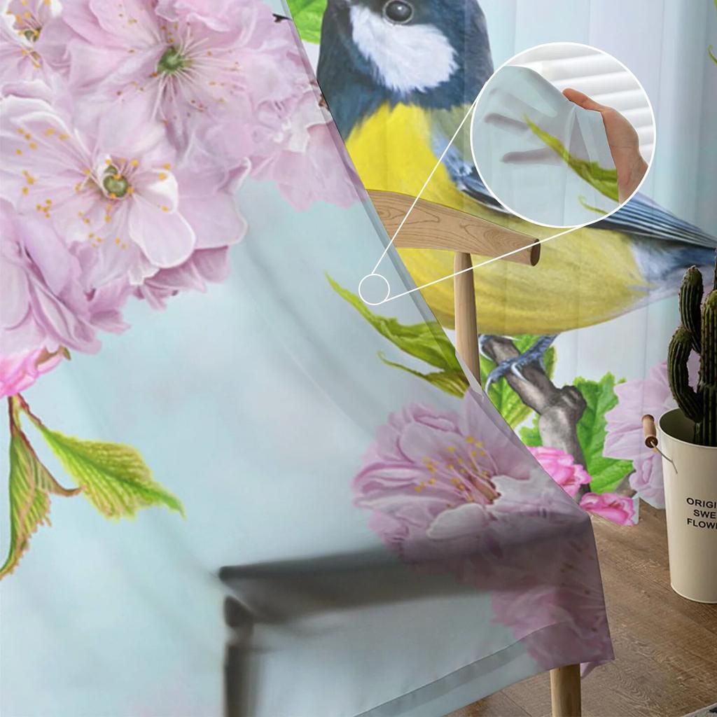 Птица, цветок, лепесток, ветка, современные тюлевые шторы с принтом для спальни, балкона, декора, креативная модная домашняя прозрачная занавеска