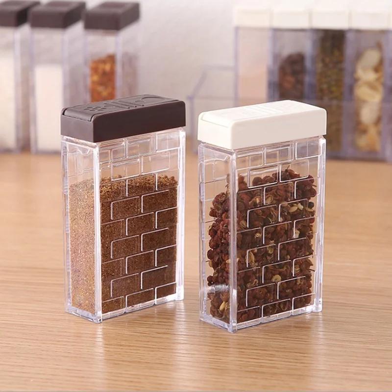 Набор из 6 предметов: кухонная подставка, пластиковые контейнеры, бытовые многофункциональные коробки для приправ, специй, сахара и соли, аксессуары для хранения специй.