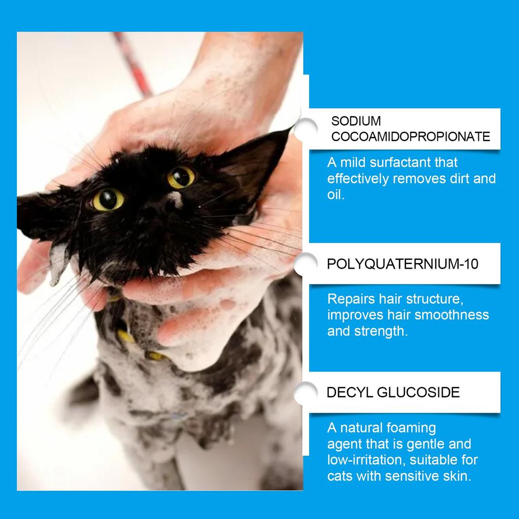 Безводный шампунь для кошек, не требующий смывания, пена для мытья кошек, нежная и не вызывающая раздражения, 60 мл