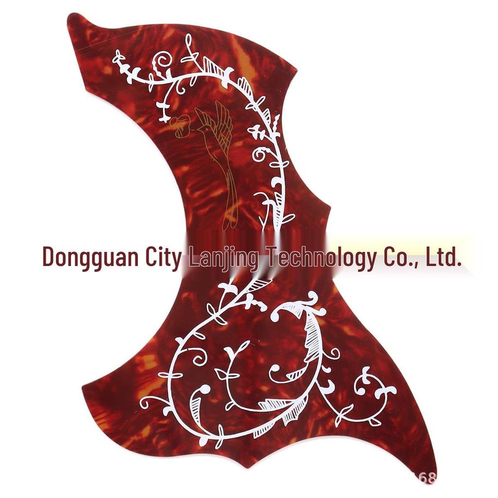40-41 inch Left/Right Hand Floral & Bird Painted Wooden Guitar Pickguard with Scratch Protection & Adhesive Backing