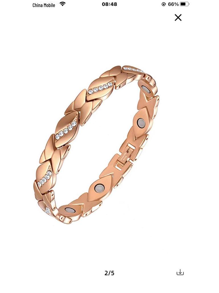 Yingqi Adjustable Antique Red Copper Diamond Magnetic Bangle Bracelet