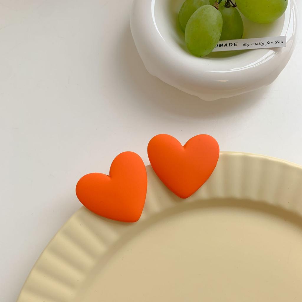 Fashion Creative Trendy Temperament Acrylic Vintage Heart Stud Earring 925 Sterling Silver