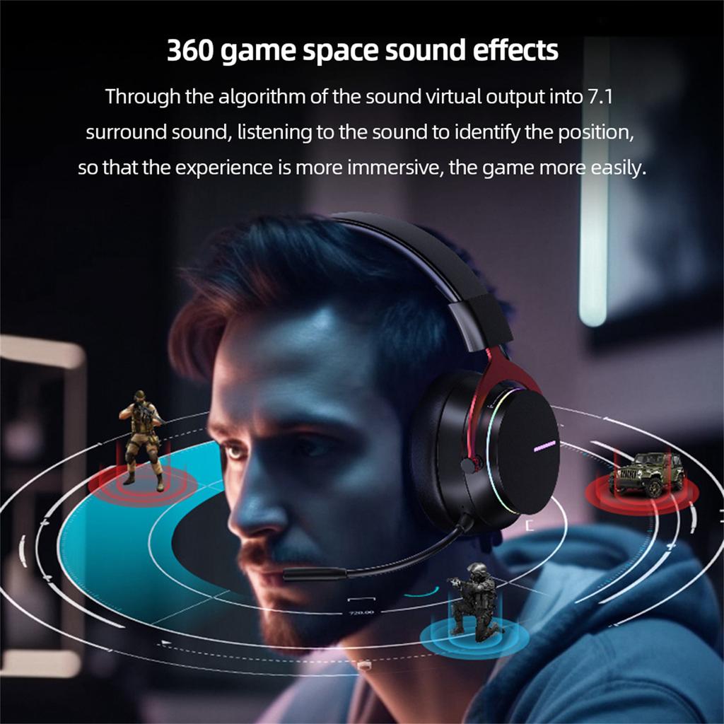 Беспроводные наушники 5,8 ГГц, игровая гарнитура с микрофоном, 7.1 Surround, гарнитура с низкой задержкой, геймерская гарнитура для ПК, ноутбука