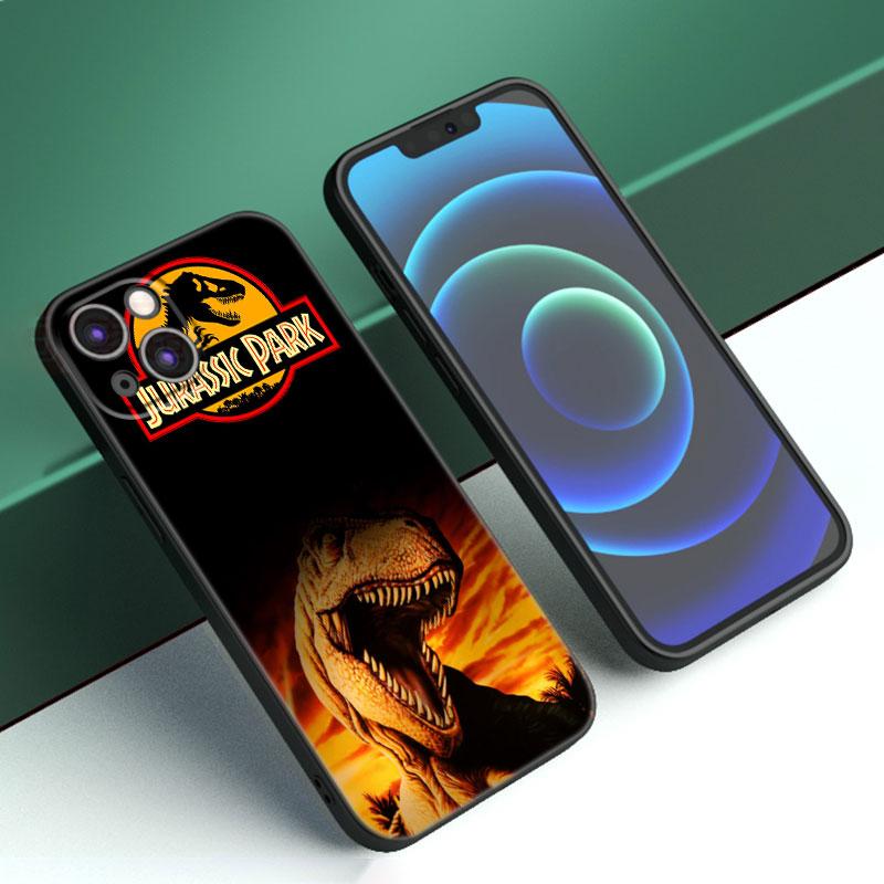 World Jurassic Park Phone Case For Apple iPhone 12 13 Mini 11 14 15 Pro Max 7 8 Plus X XR XS SE 2020 2022 Black Silicone Case
