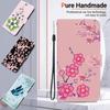 3D Art Painting Sakura Flower Butterfly Pattern Leather Phone Wallet Case Book Stand For iPhone Samsung Xiaomi Girls Cute Magnetic Card Flip Cover Bag