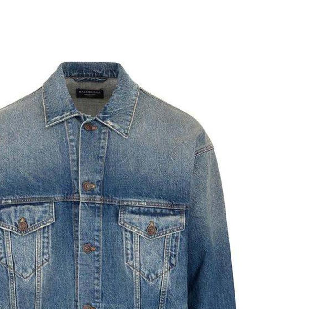 Balenciaga Джинсовая куртка мужская FW22 Обычная посадка Синий 697781TBP484455