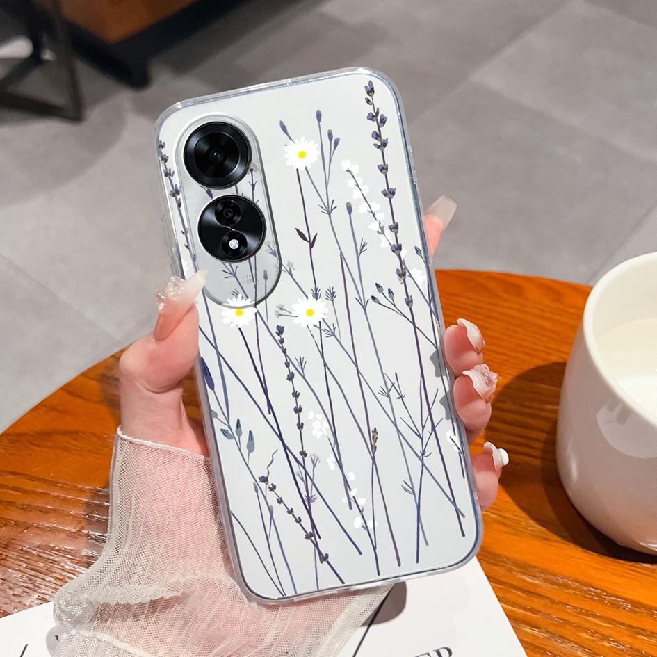 Чехол для OPPO Realme C63 C61 Reno12 Pro A60 A59, силиконовый чехол из мягкого ТПУ с популярным цветочным узором, противоударный бампер с защитой от падения, чехол для OPPO Capa
