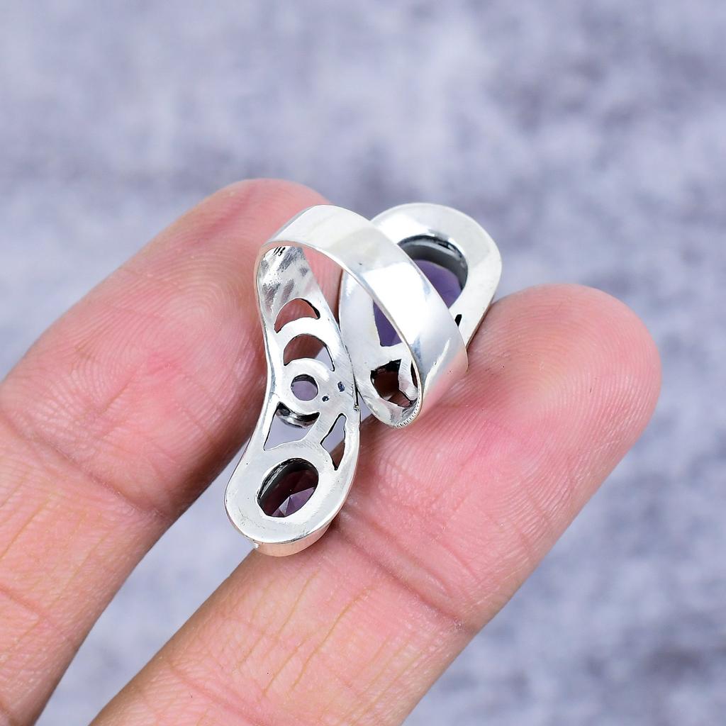Amethyst Gemstone Handmade 925 Sterling Silver Jewelry Ring Size 7 M-2681