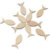 100pcs Wood Color Wooden Embellishment Slices Blank Wood Fish Cutouts  for DIY Art Crafts
