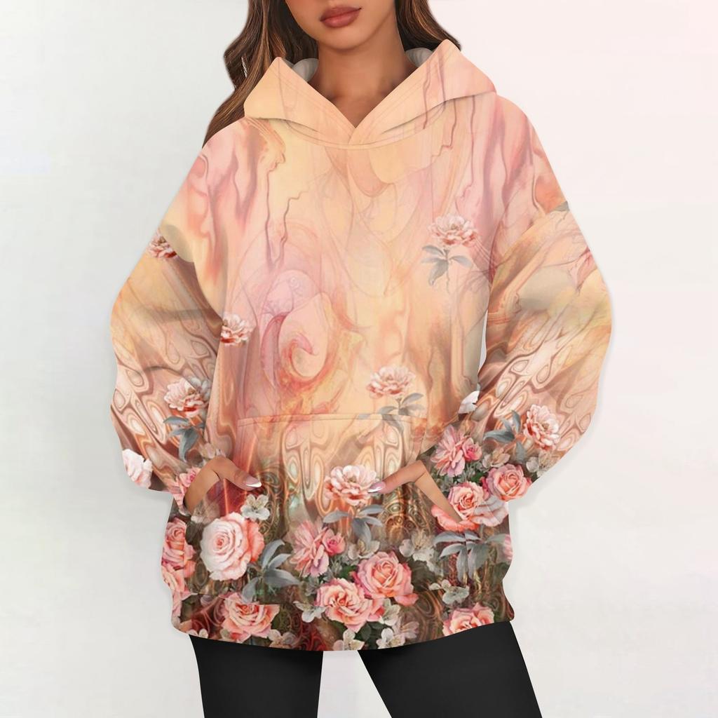 Женские худи оверсайз из флиса, толстовки с длинным рукавом, пуловеры с карманом