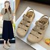 Мода 2025 Лето Новый Стиль Полые Дышащие Женские Сандалии Классические Уличные Пляжные Плоская Подошва Закрытый Носок Низкий Каблук Женские Сандалии