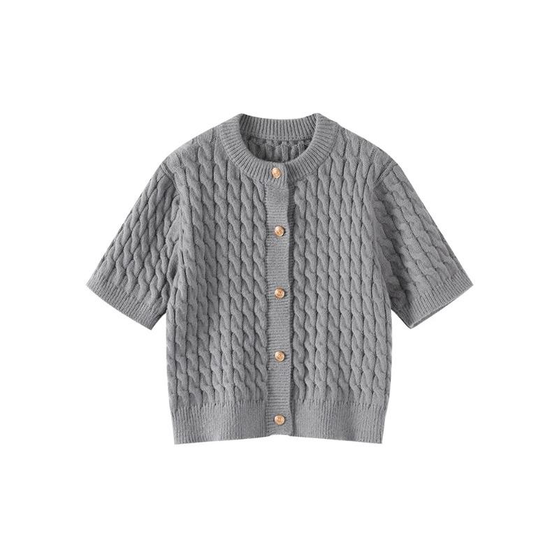Однобортный топ с короткими рукавами Twist, осенний винтажный женский вязаный кардиган