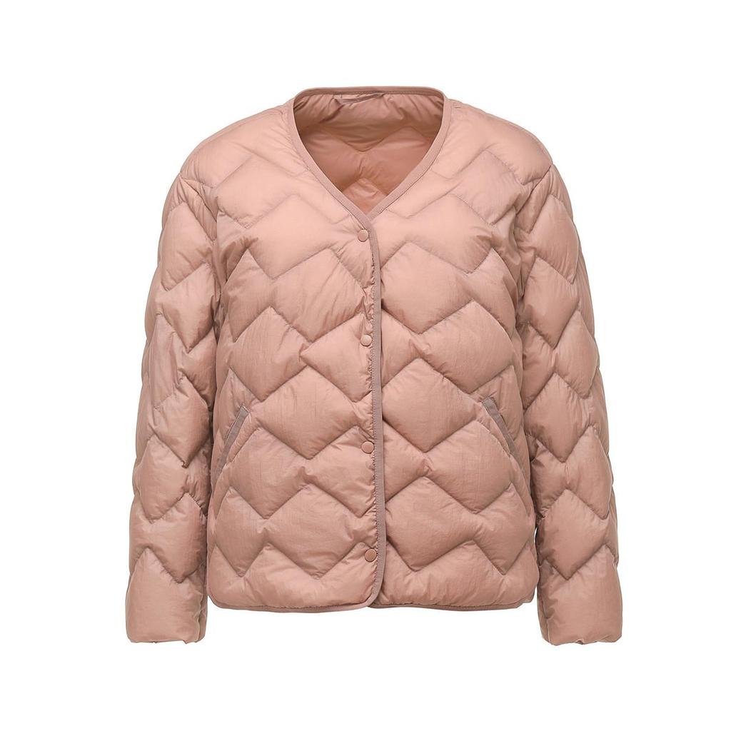 Женский легкий пуховик с V-образным вырезом, 2025: Повседневная, без воротника, короткая, верхняя одежда больших размеров