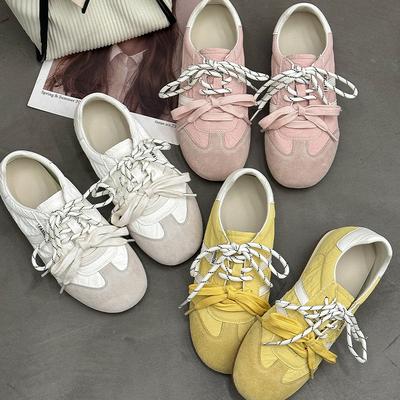 Ретро универсальные кроссовки Форрест Гамп женские 2025 весна и лето новая кожа дышащие немецкие тренировочные кроссовки повседневные спортивные маленькие белые кроссовки ins