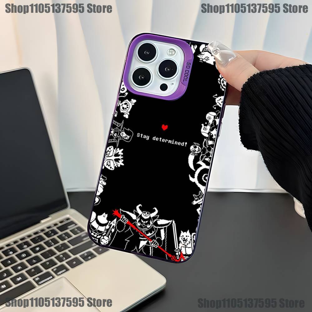 Чехол для телефона Game U-Undertale-es для iPhone 17,16,15,14,13,12,11,Mini,Pro,E,SE4,XS,MAX Фиолетовый Конфетный Матовый Чехол