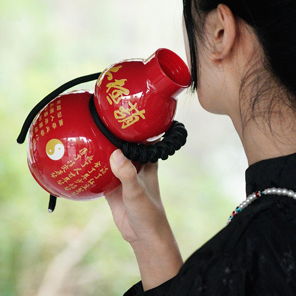 Бутылка для воды в китайском стиле в стиле ретро из тыквы 800 мл, большой спортивный чайник с ремешком и веревкой Vinta C2T3